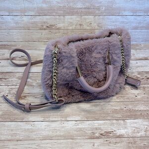 COPY - Isaac Mizrahi Faux Lavender Fur Gold Chain Strap Mini Crossbody Mini Han…